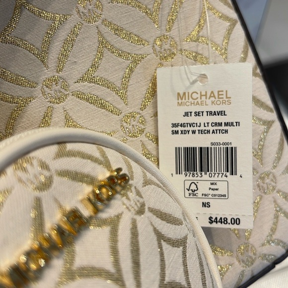 MICHAEL KORS Jet Set Travel Small Logo Jacquard Crossbody With Tech Attach NWT - Picture 14 of 16